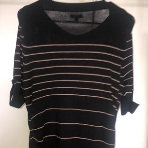 GUC - 3/4 sleeve Black and Tan striped sweater